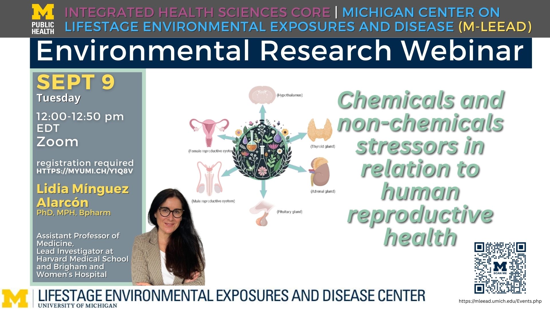 Event Flyer for Chemicals and non-chemicals stressors in relation to human reproductive health with Lidia Mínguez-Alarcón (Harvard)